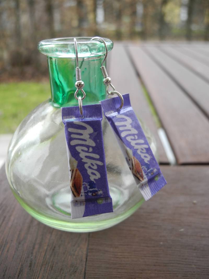 Süße Schokolade Mit Joghurt - Hängeohrringe Aus Fimo Hand Made von PollyAndMore