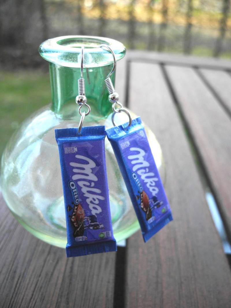 Süße Schokolade Mit Keksen - Hängeohrringe Aus Fimo Hand Made von PollyAndMore