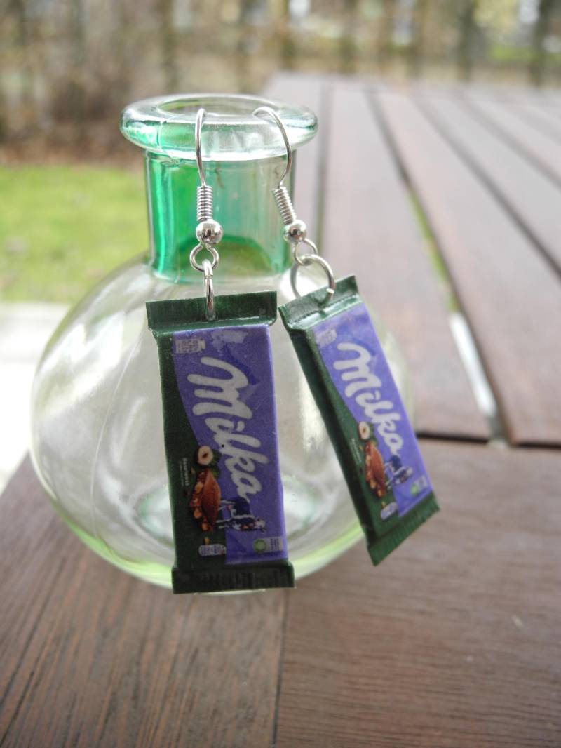 Süße Schokolade Mit Nüssen - Hängeohrringe Aus Fimo Hand Made von PollyAndMore