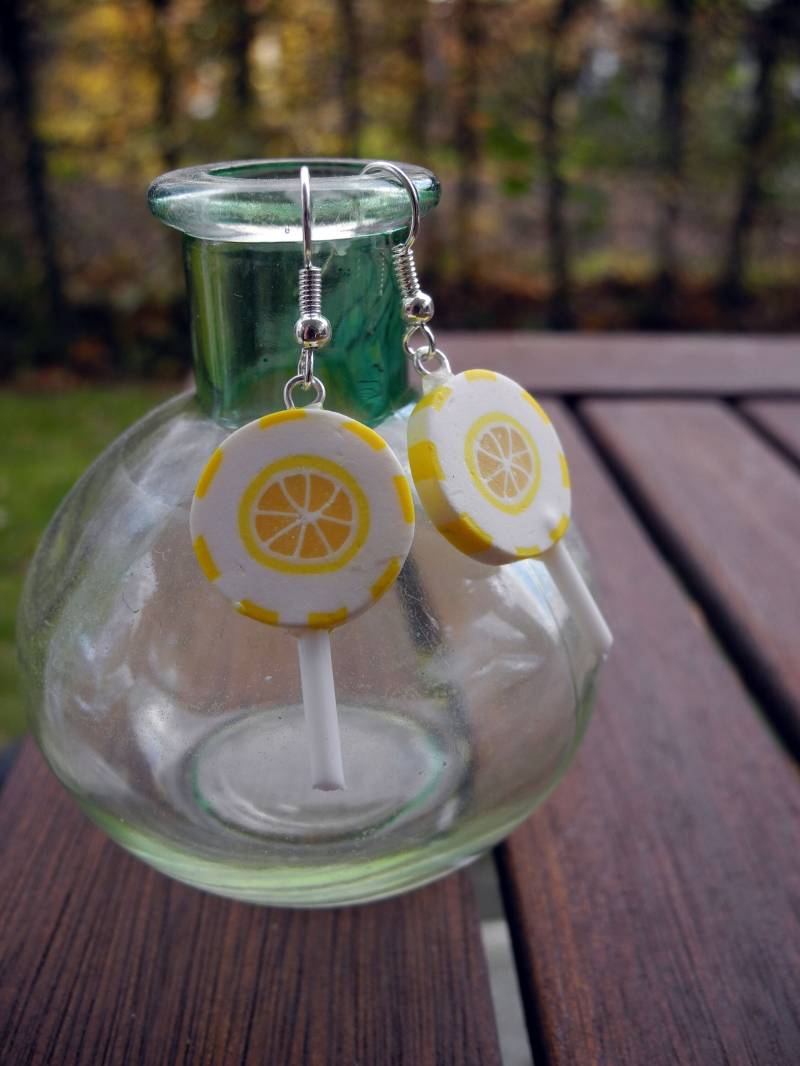 Süße Zitronen-Lollies - Ohrringe Aus Fimo Hand Made von PollyAndMore