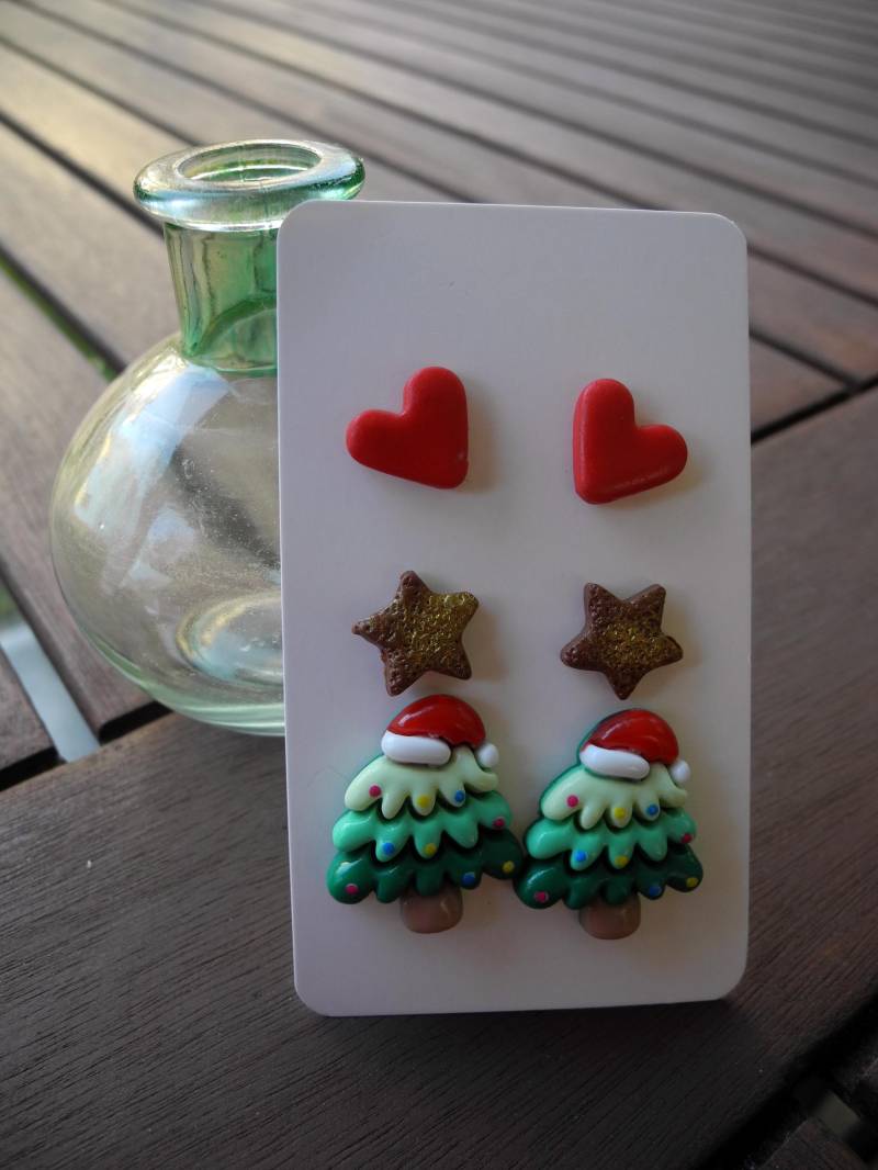 Süßes Set - Weihnachten Ohrstecker Aus Fimo Hand Made von PollyAndMore
