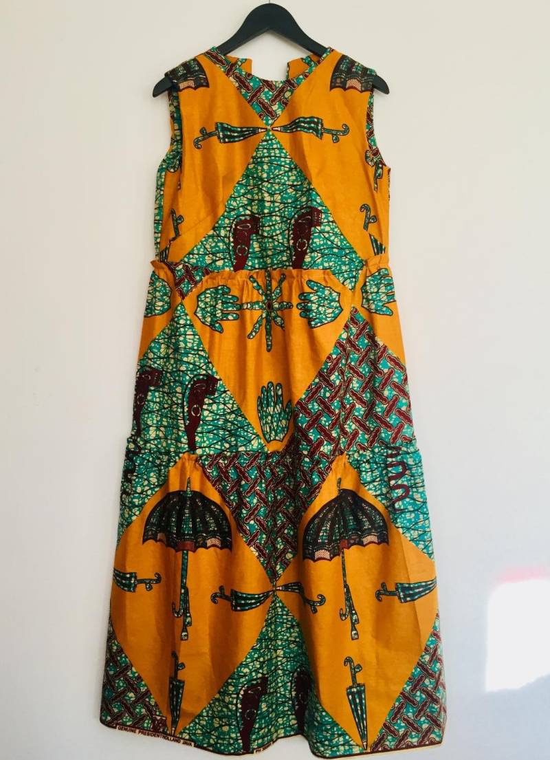 Rüschen Gestuftes Ärmelloses Baumwollkleid Made in Brixton von PollyBagCo