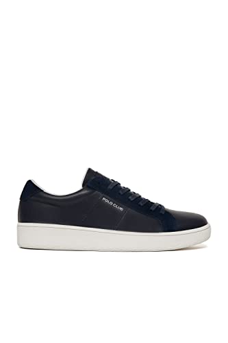 Polo Club Basic-Sneaker aus Leder Marineblau mit Veloursleder-Details Homme von Polo Club