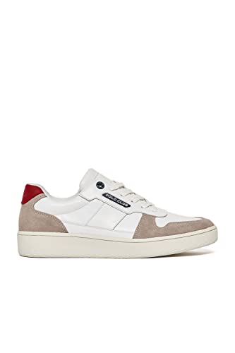 Polo Club Freizeit-Sneaker aus Leder weiß und rot mit Gummi-Logo Homme von Polo Club