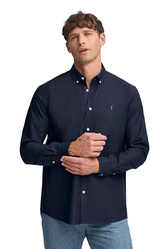 Polo Club Herren Hemd Blau Navy Einfarbig Baumwolle Businesshemden Klassisch Hemden - Freizeithemd Langarm - Long Sleeve Shirt von Polo Club