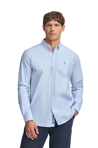 Polo Club Herren Hemd Sky Blau Einfarbig Baumwolle Businesshemden Klassisch Hemden - Freizeithemd Langarm - Long Sleeve Shirt von Polo Club