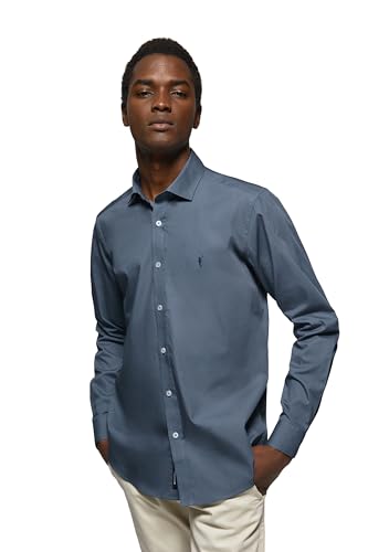 Polo Club Herren Hemden Denim Blau Slim Fit Shirt Freizeithemd Klassisch Businesshemden - Männer Hemd von Polo Club