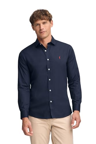 Polo Club Herren Hemden Navy Blau Slim Fit Shirt Freizeithemd Klassisch Businesshemden - Männer Hemd von Polo Club