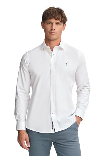 Polo Club Herren Hemden Weiß Slim Fit Shirt Freizeithemd Klassisch Businesshemden - Männer Hemd von Polo Club