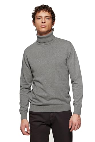Polo Club Herren Rollkragenpullover Strickpullover Gräu- 100% Baumwolle Pullover High Roll Neck Langarm Sweat von Polo Club