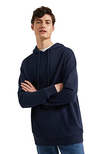 Polo Club Herren Kapuzenpullover Marine Blau mit Taschen und Gesticktes Logo - Langarmshirts Pullover Sweatjacke Hoodie Men Casual Sweatshirt von Polo Club