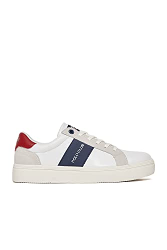 Polo Club Klassischer Sneaker aus Leder weiß mit Velourslederbesatz in Kontrastfarbe Homme von Polo Club