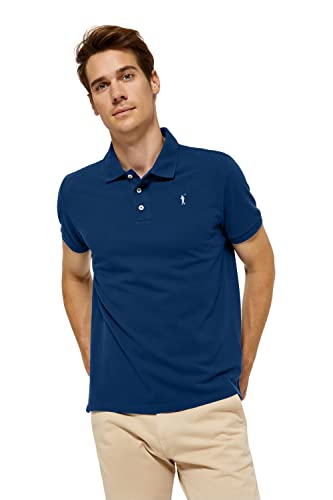 Polo Club Poloshirt für Herren Baumwolle Langarm Indigo Blau Regular Fit Kurzarm Basic Polohemd Baumwolle Männer Golf Shirt von Polo Club
