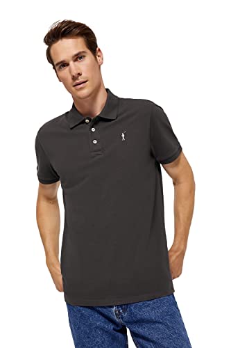 Polo Club Poloshirt für Herren Baumwolle Langarm Asphalt Grau Regular Fit Kurzarm Basic Polohemd Baumwolle Männer Golf Shirt von Polo Club