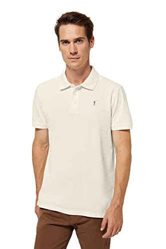 Polo Club Poloshirt für Herren Baumwolle Langarm Beige Regular Fit Kurzarm Basic Polohemd Baumwolle Männer Golf Shirt von Polo Club