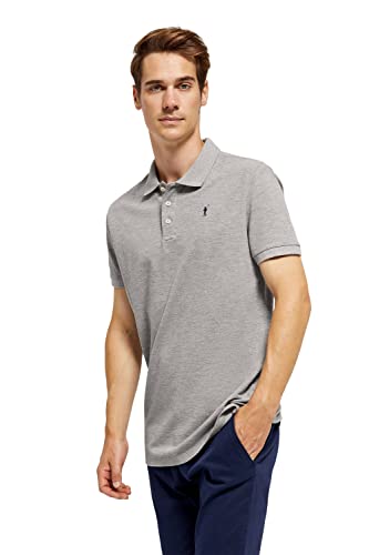 Polo Club Poloshirt für Herren Baumwolle Langarm Grau Meliert Regular Fit Kurzarm Basic Polohemd Baumwolle Männer Golf Shirt von Polo Club