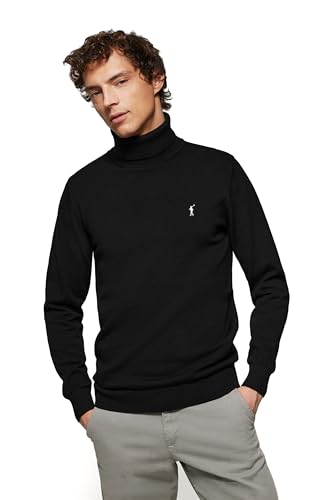 Polo Club Schlichter Pullover schwarz mit hohem Kragen und Rigby Go Logo von Polo Club