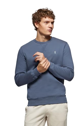 Schlichtes Sweatshirt denimblau mit Rundkragen und Rigby Go Logo von Polo Club