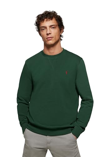 Schlichtes Sweatshirt flaschengrün mit Rundkragen und Rigby Go Logo von Polo Club