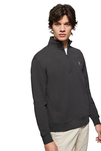 Sweatshirt asphaltgrau mit kurzem Reißverschluss und Rigby Go Logo von Polo Club