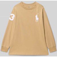Polo Ralph Lauren Kids Longsleeve mit Label-Stitching und Rundhalsausschnitt in Camel, Größe 104 von Polo Ralph Lauren Kids
