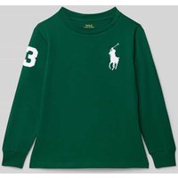 Polo Ralph Lauren Kids Longsleeve mit Label-Stitching und Rundhalsausschnitt in Dunkelgruen, Größe 92 von Polo Ralph Lauren Kids