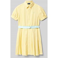 Polo Ralph Lauren Teens Hemdblusenkleid mit Button-Down-Kragen und Gürtel in Gelb, Größe 140 von Polo Ralph Lauren Teens