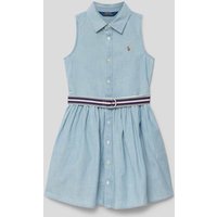 Polo Ralph Lauren Teens Kleid in Denim-Optik mit Gürtel in Hellblau, Größe 164 von Polo Ralph Lauren Teens