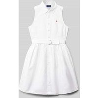 Polo Ralph Lauren Teens Polokleid mit Bindegürtel Modell 'LATOYIA' in Weiss, Größe 140 von Polo Ralph Lauren Teens