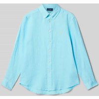 Polo Ralph Lauren Teens Regular Fit Leinenhemd mit Button-Down-Kragen in Tuerkis, Größe M von Polo Ralph Lauren Teens