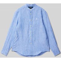 Polo Ralph Lauren Teens Relaxed Fit Leinenhemd mit Stehkragen Modell 'POSTBOY' in Blau, Größe XL von Polo Ralph Lauren Teens