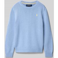 Polo Ralph Lauren Teens Strickpullover mit Rundhalsausschnitt und Label-Stitching in Bleu, Größe M von Polo Ralph Lauren Teens