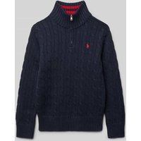 Polo Ralph Lauren Teens Strickpullover mit Stehkragen und Reißverschluss in Marine, Größe XL Polo Ralph Lauren Teens Strickpullover mit Stehkragen und Reißverschluss in Marine, Größe XL von Polo Ralph Lauren Teens