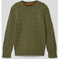 Polo Ralph Lauren Teens Strickpullover mit Zopfmuster Modell 'CABLE' in Dunkelgruen, Größe 152 von Polo Ralph Lauren Teens