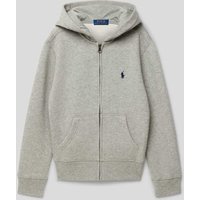 Polo Ralph Lauren Teens Sweatjacke mit Kapuze und Label-Stitching in Mittelgrau Melange, Größe S von Polo Ralph Lauren Teens
