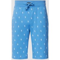 Polo Ralph Lauren Underwear Slim Fit Sweatshorts mit Allover-Logo-Muster Modell 'LIQUID COTTON' in Bleu, Größe S von Polo Ralph Lauren Underwear