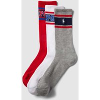 Polo Ralph Lauren Underwear Socken mit Label-Details im 3er-Pack Modell 'VARSITY' in Rot, Größe 40/46 von Polo Ralph Lauren Underwear