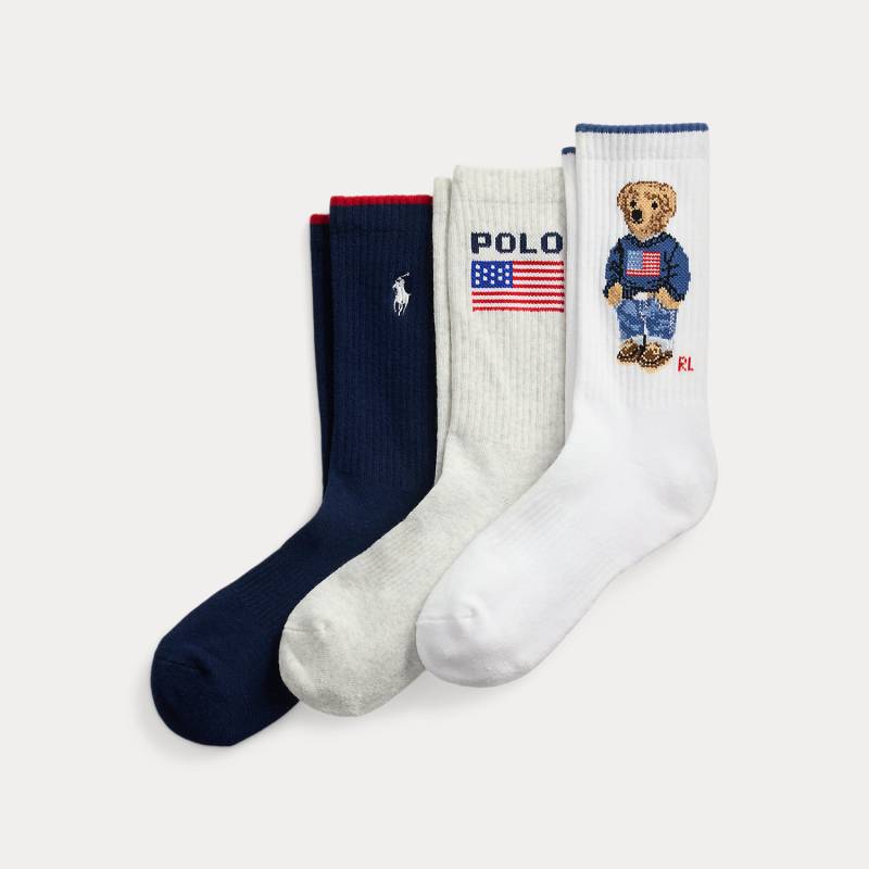 3er-Pack Logo-Crew-Socken mit Polo Bear von Polo Ralph Lauren