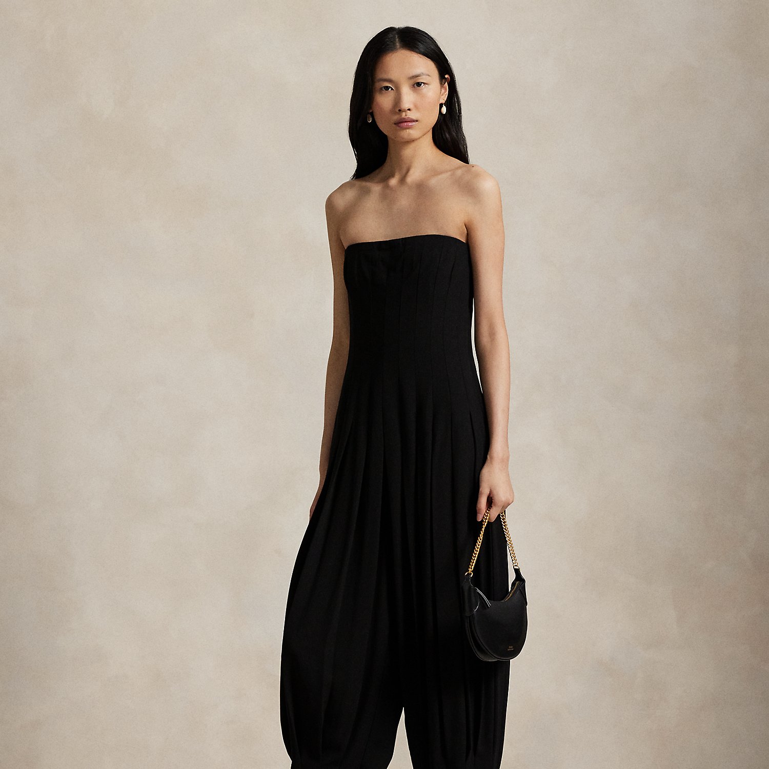 Ärmelloser Crêpe-Jumpsuit mit Falten von Polo Ralph Lauren