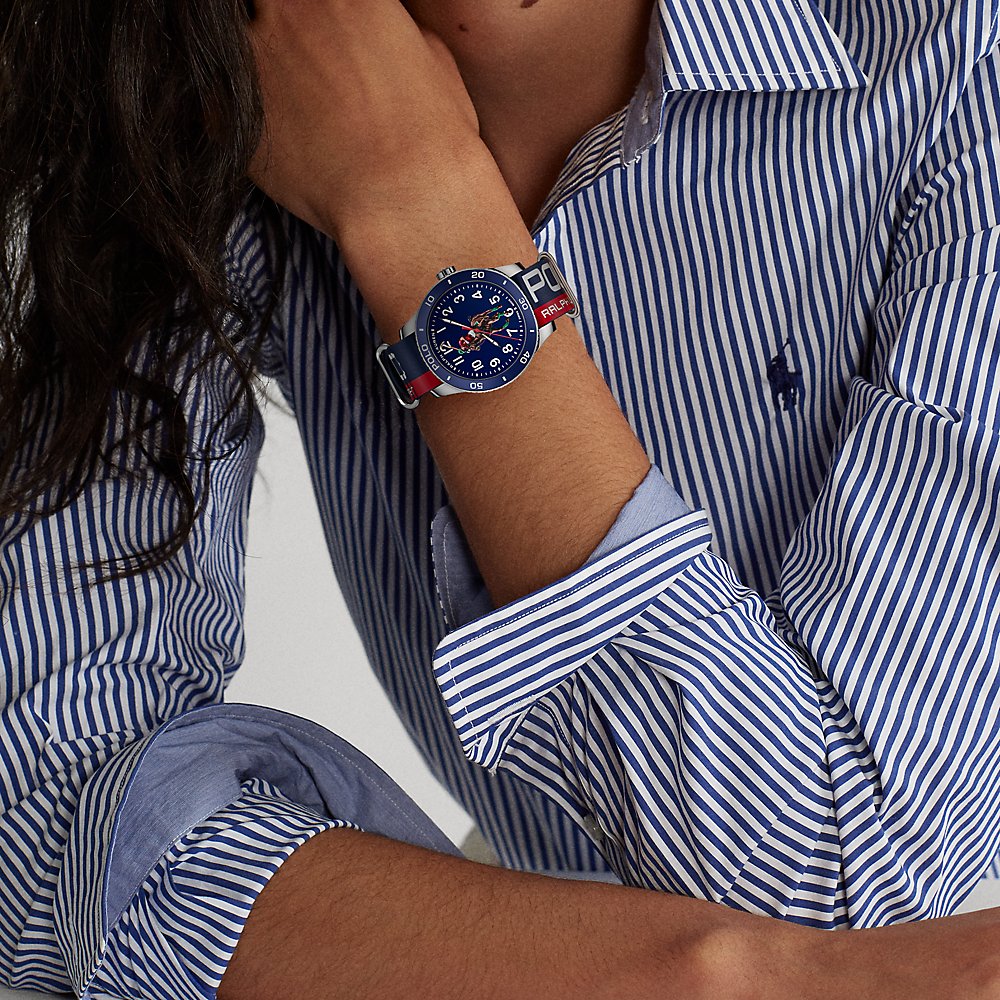 Stahl-Armbanduhr Polo Player in Blau von Polo Ralph Lauren