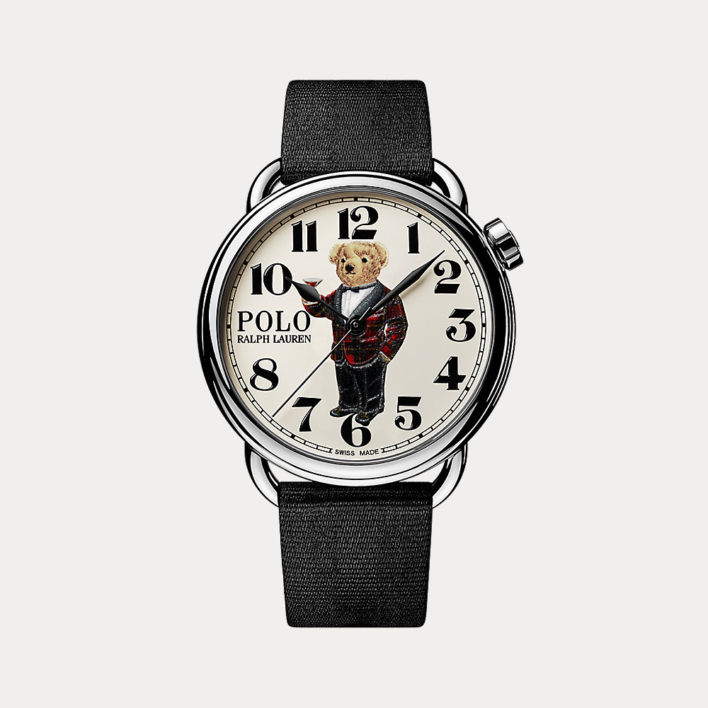 Armbanduhr in Weiß mit Tartan Polo Bear von Polo Ralph Lauren