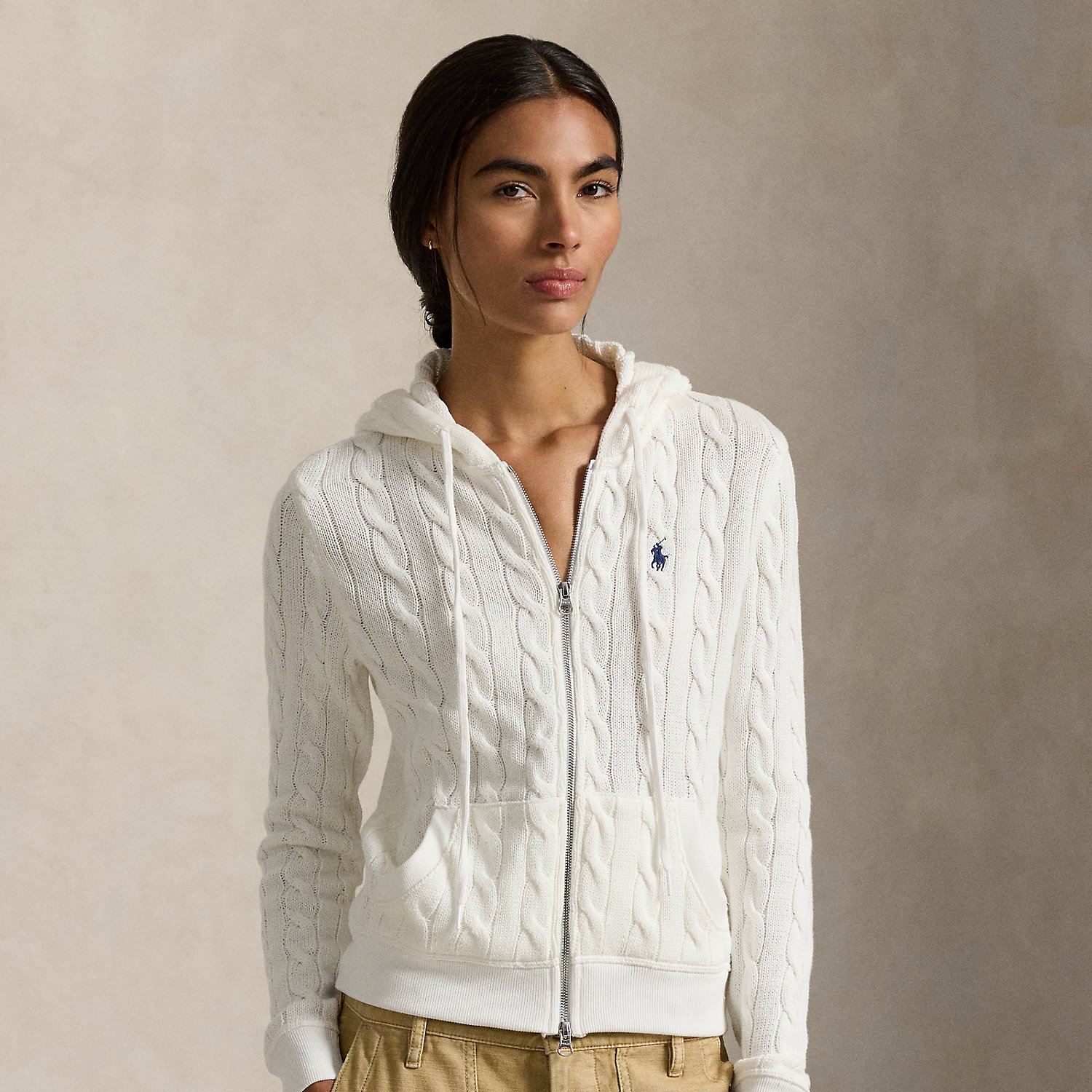 Baumwoll-Kapuzenjacke mit Zopfmuster von Polo Ralph Lauren