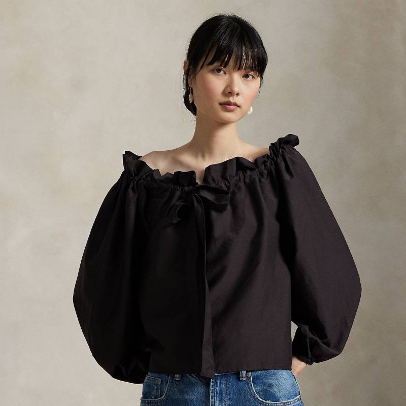 Schulterfreie Baumwoll-Seiden-Bluse von Polo Ralph Lauren