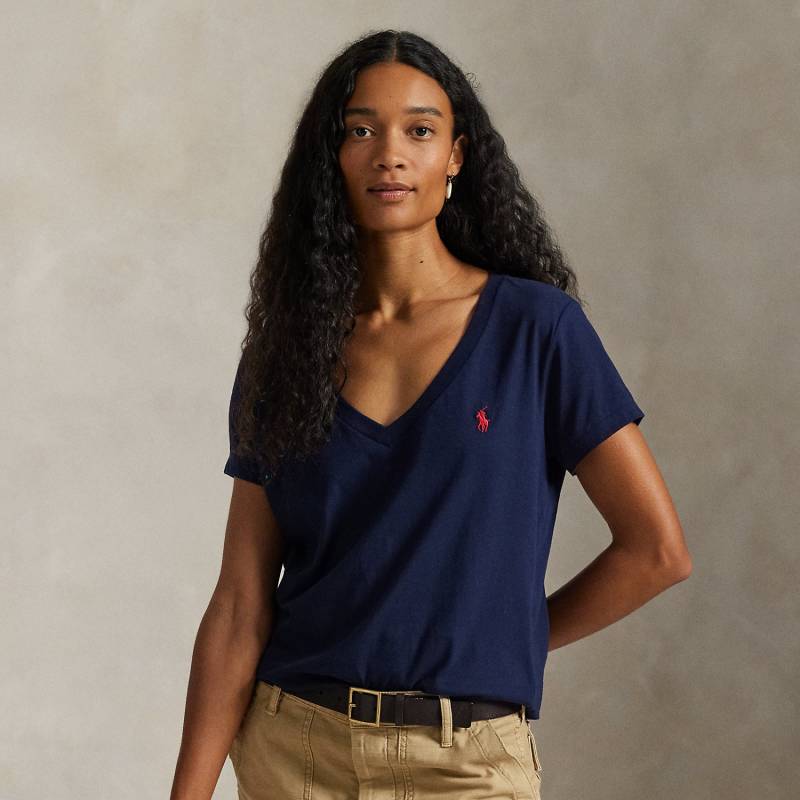 Baumwolljersey-T-Shirt mit V-Ausschnitt von Polo Ralph Lauren