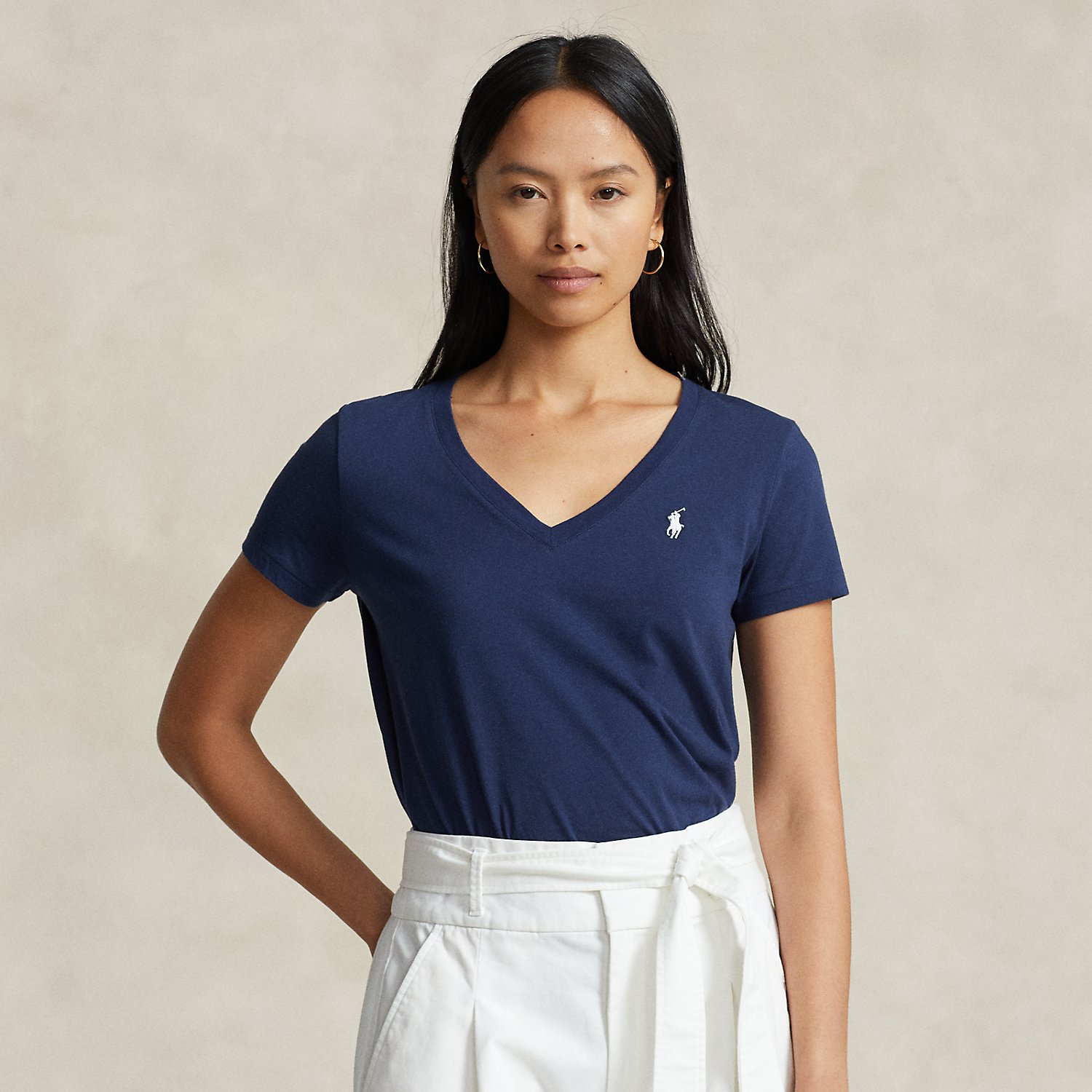 Baumwolljersey-T-Shirt mit V-Ausschnitt Baumwolljersey-T-Shirt mit V-Ausschnitt von Polo Ralph Lauren