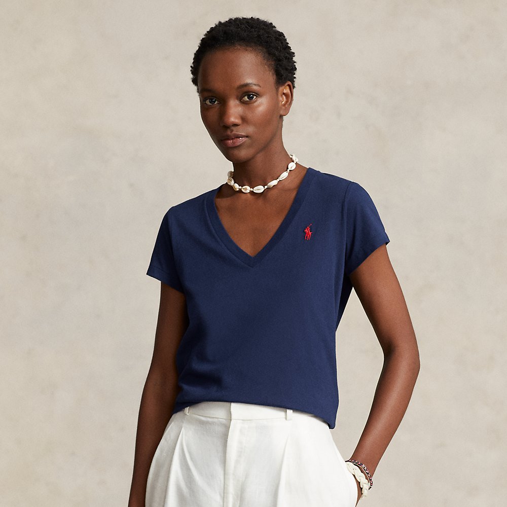 Baumwolljersey-T-Shirt mit V-Ausschnitt Baumwolljersey-T-Shirt mit V-Ausschnitt von Polo Ralph Lauren