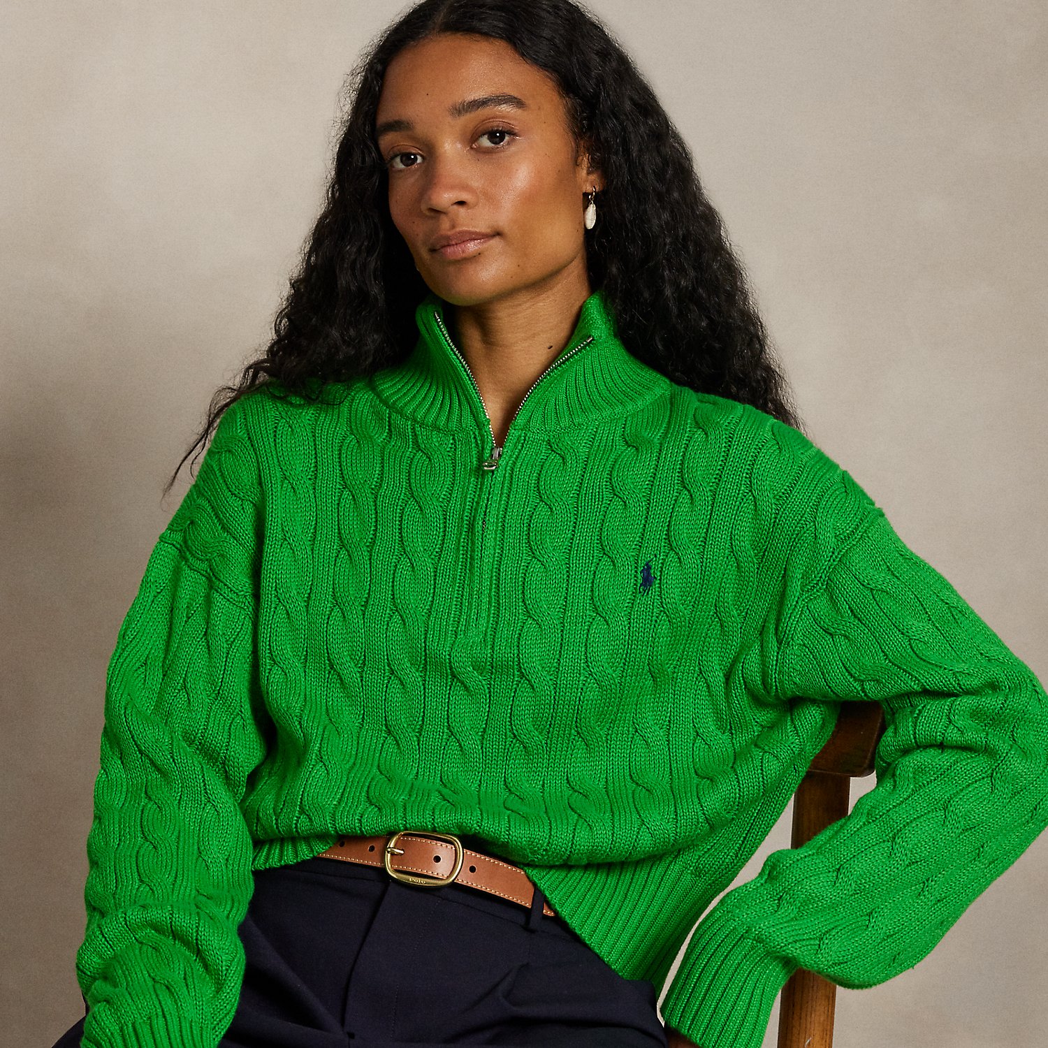 Baumwollpullover mit Zopfmuster von Polo Ralph Lauren