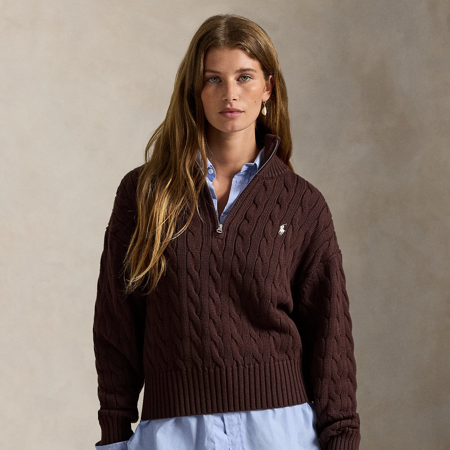 Baumwollpullover mit Zopfmuster von Polo Ralph Lauren