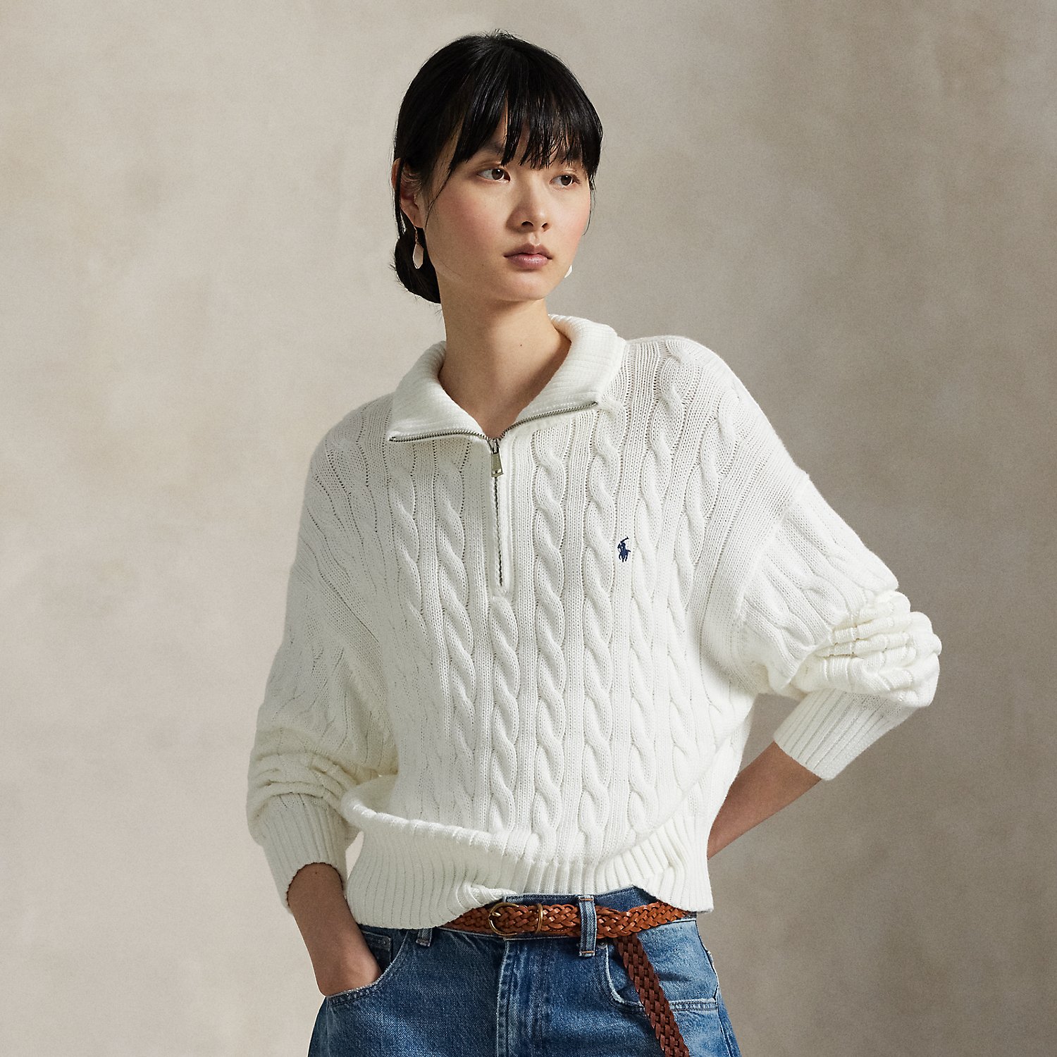 Baumwollpullover mit Zopfmuster von Polo Ralph Lauren