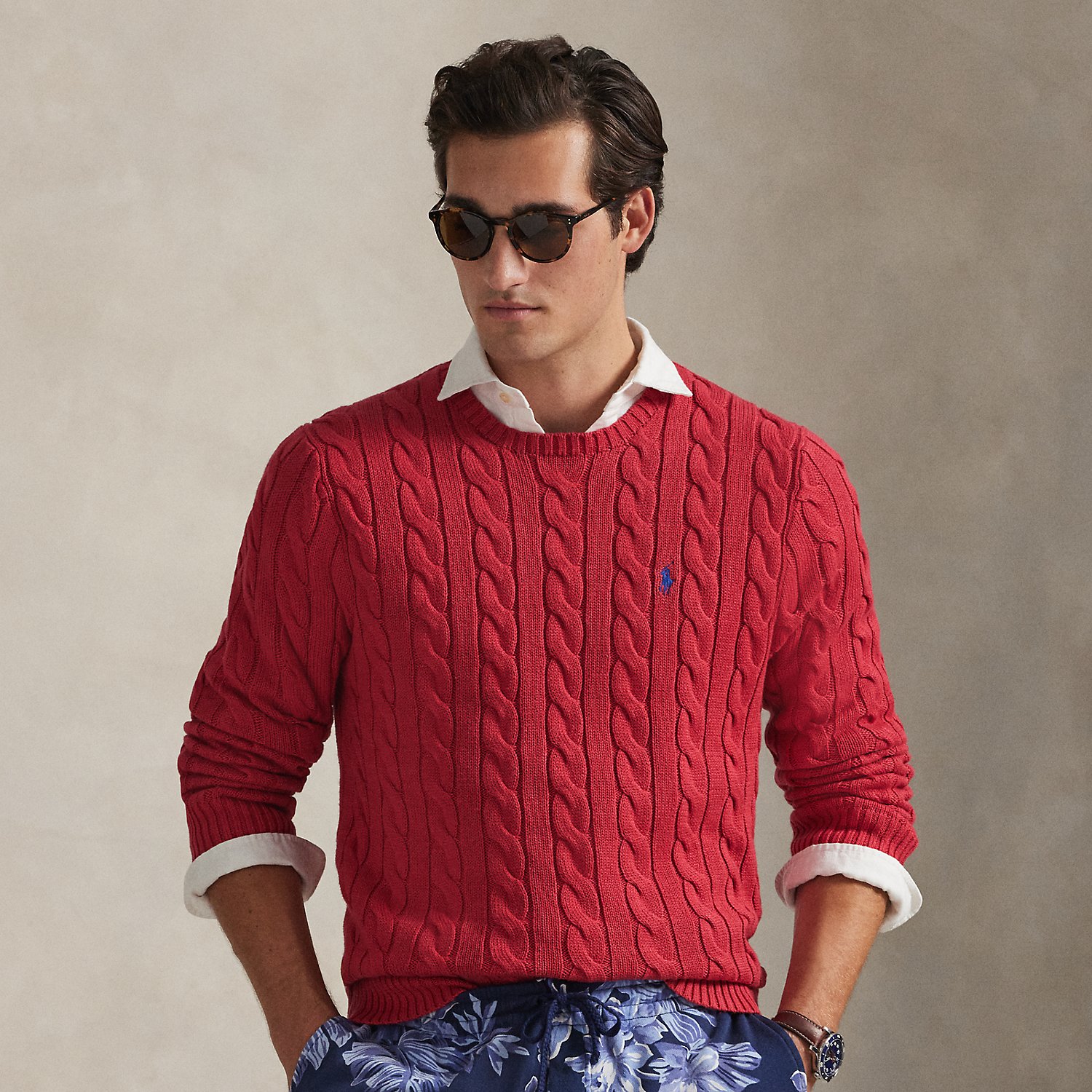 Baumwollpullover mit Zopfmuster von Polo Ralph Lauren